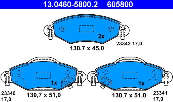 ATE 13.0460-5800.2 - Bremsbelagsatz, Scheibenbremse alexcarstop-ersatzteile.com