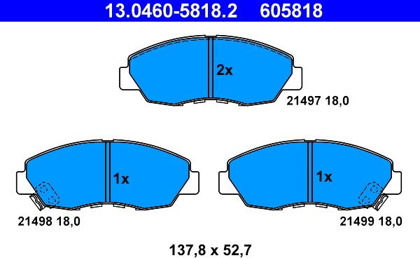 ATE 13.0460-5818.2 - Bremsbelagsatz, Scheibenbremse alexcarstop-ersatzteile.com