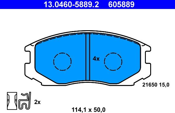 ATE 13.0460-5889.2 - Bremsbelagsatz, Scheibenbremse alexcarstop-ersatzteile.com