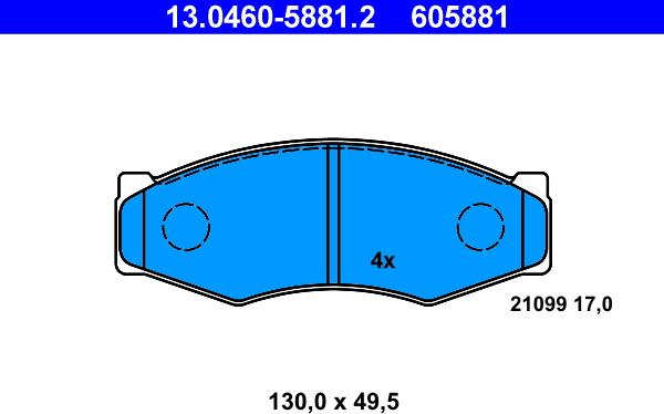 ATE 13.0460-5881.2 - Bremsbelagsatz, Scheibenbremse alexcarstop-ersatzteile.com