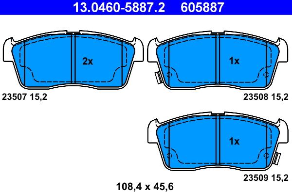 ATE 13.0460-5887.2 - Bremsbelagsatz, Scheibenbremse alexcarstop-ersatzteile.com