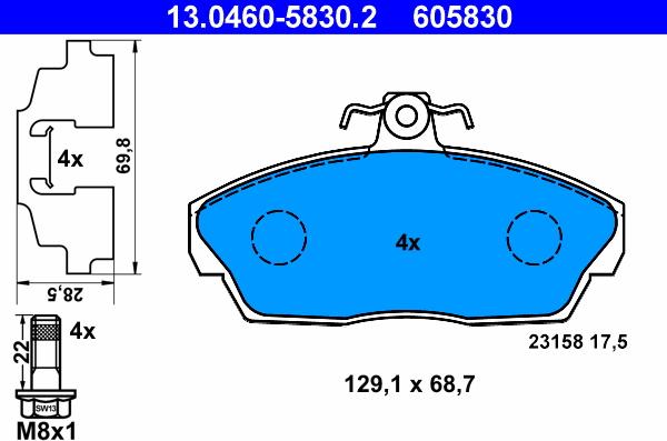 ATE 13.0460-5830.2 - Bremsbelagsatz, Scheibenbremse alexcarstop-ersatzteile.com