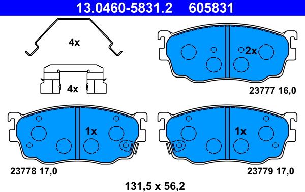 ATE 13.0460-5831.2 - Bremsbelagsatz, Scheibenbremse alexcarstop-ersatzteile.com