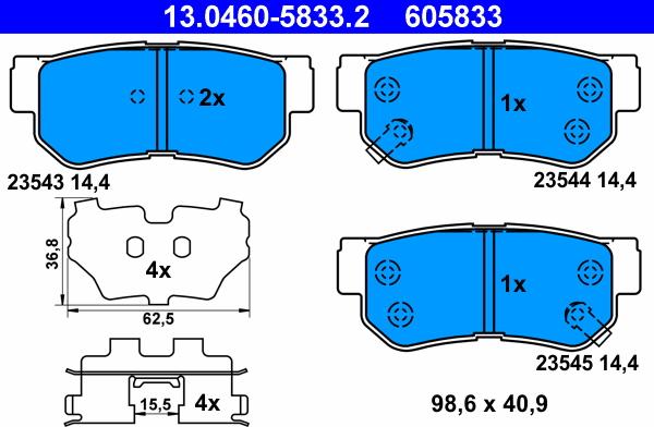 ATE 13.0460-5833.2 - Bremsbelagsatz, Scheibenbremse alexcarstop-ersatzteile.com