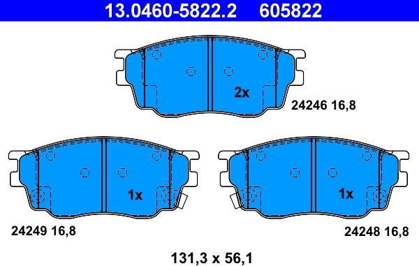 ATE 13.0460-5822.2 - Bremsbelagsatz, Scheibenbremse alexcarstop-ersatzteile.com