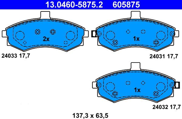 ATE 13.0460-5875.2 - Bremsbelagsatz, Scheibenbremse alexcarstop-ersatzteile.com