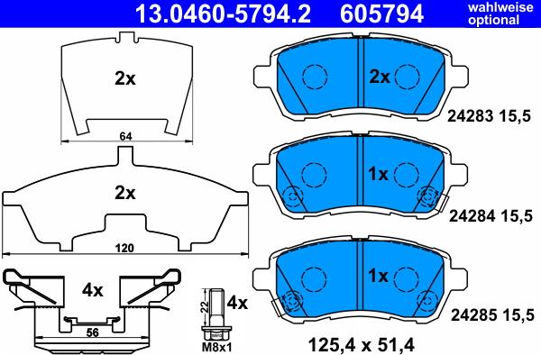 ATE 13.0460-5794.2 - Bremsbelagsatz, Scheibenbremse alexcarstop-ersatzteile.com