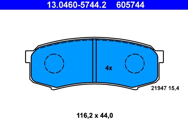 ATE 13.0460-5744.2 - Bremsbelagsatz, Scheibenbremse alexcarstop-ersatzteile.com