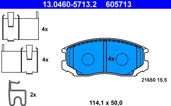 ATE 13.0460-5713.2 - Bremsbelagsatz, Scheibenbremse alexcarstop-ersatzteile.com