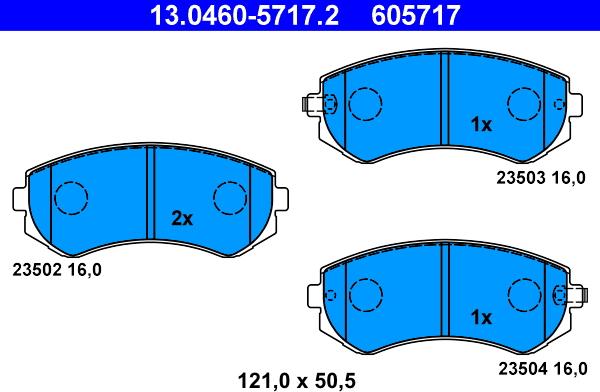 ATE 13.0460-5717.2 - Bremsbelagsatz, Scheibenbremse alexcarstop-ersatzteile.com