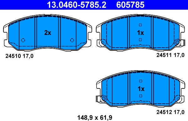 ATE 13.0460-5785.2 - Bremsbelagsatz, Scheibenbremse alexcarstop-ersatzteile.com