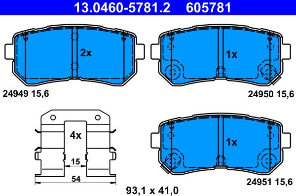 ATE 13.0460-5781.2 - Bremsbelagsatz, Scheibenbremse alexcarstop-ersatzteile.com