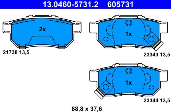 ATE 13.0460-5731.2 - Bremsbelagsatz, Scheibenbremse alexcarstop-ersatzteile.com