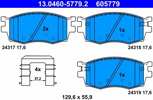 ATE 13.0460-5779.2 - Bremsbelagsatz, Scheibenbremse alexcarstop-ersatzteile.com