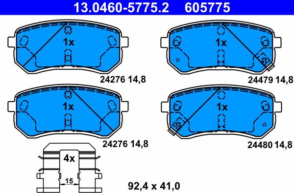 ATE 13.0460-5775.2 - Bremsbelagsatz, Scheibenbremse alexcarstop-ersatzteile.com