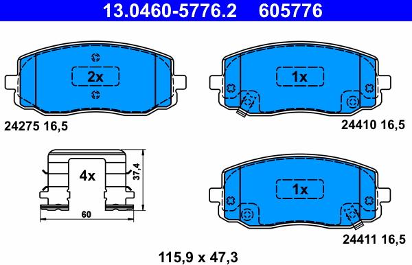 ATE 13.0460-5776.2 - Bremsbelagsatz, Scheibenbremse alexcarstop-ersatzteile.com