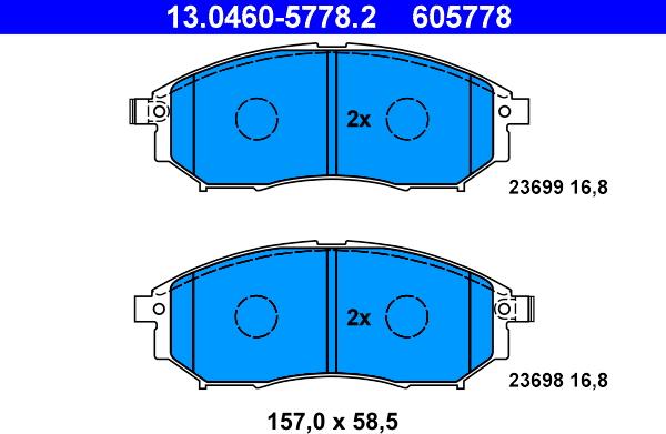 ATE 13.0460-5778.2 - Bremsbelagsatz, Scheibenbremse alexcarstop-ersatzteile.com