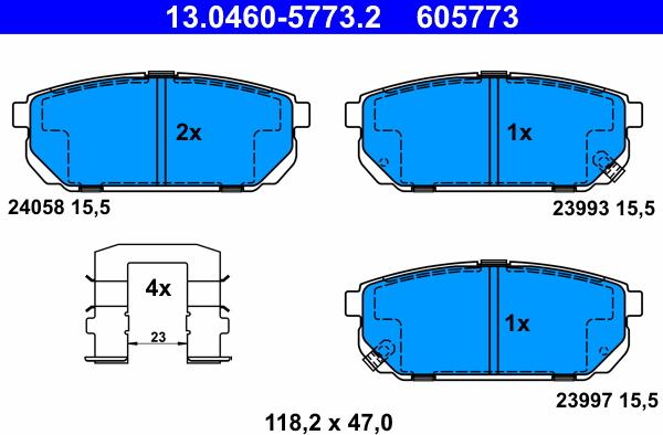 ATE 13.0460-5773.2 - Bremsbelagsatz, Scheibenbremse alexcarstop-ersatzteile.com