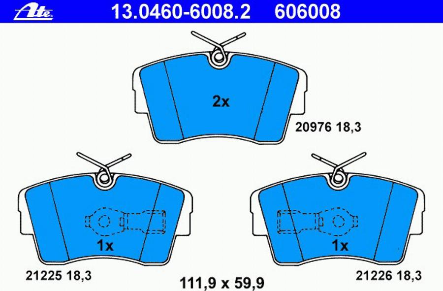 ATE 13.0460-6008.2 - Bremsbelagsatz, Scheibenbremse alexcarstop-ersatzteile.com