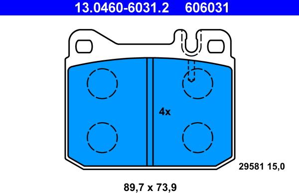 ATE 13.0460-6031.2 - Bremsbelagsatz, Scheibenbremse alexcarstop-ersatzteile.com