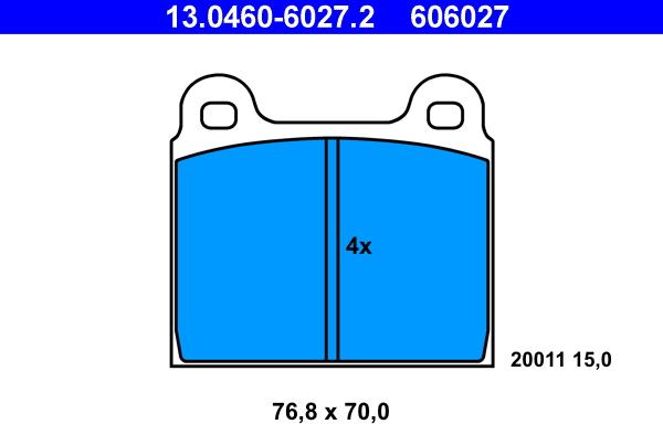 ATE 13.0460-6027.2 - Bremsbelagsatz, Scheibenbremse alexcarstop-ersatzteile.com