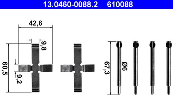 ATE 13.0460-0088.2 - Zubehörsatz, Scheibenbremsbelag alexcarstop-ersatzteile.com