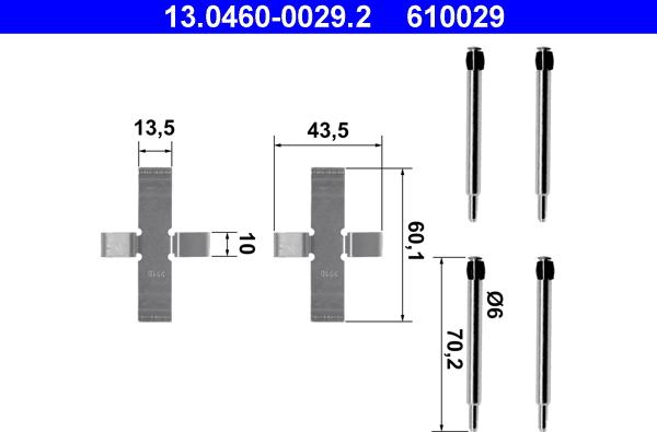 ATE 13.0460-0029.2 - Zubehörsatz, Scheibenbremsbelag alexcarstop-ersatzteile.com