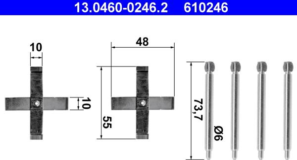 ATE 13.0460-0246.2 - Zubehörsatz, Scheibenbremsbelag alexcarstop-ersatzteile.com