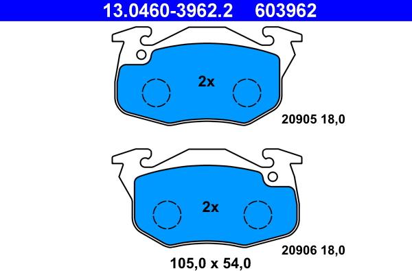 ATE 13.0460-3962.2 - Bremsbelagsatz, Scheibenbremse alexcarstop-ersatzteile.com