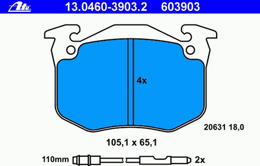 ATE 13.0460-3903.2 - Bremsbelagsatz, Scheibenbremse alexcarstop-ersatzteile.com