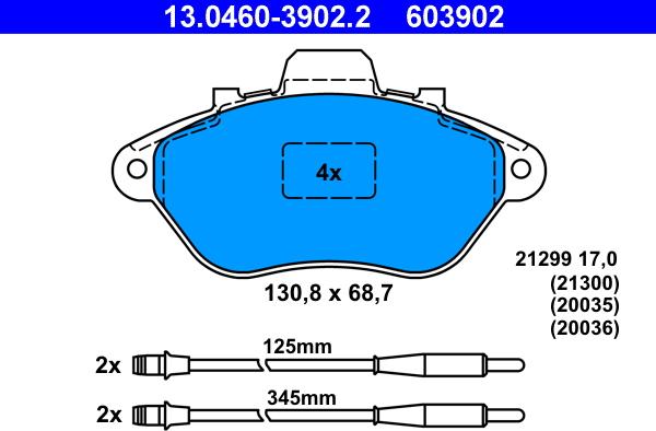 ATE 13.0460-3902.2 - Bremsbelagsatz, Scheibenbremse alexcarstop-ersatzteile.com