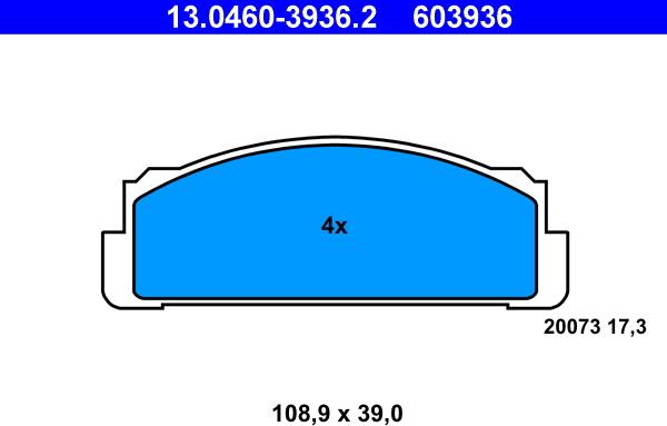 ATE 13.0460-3936.2 - Bremsbelagsatz, Scheibenbremse alexcarstop-ersatzteile.com