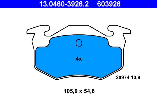 ATE 13.0460-3926.2 - Bremsbelagsatz, Scheibenbremse alexcarstop-ersatzteile.com