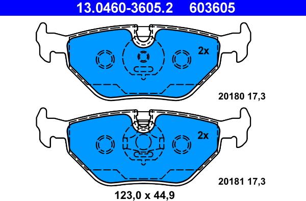 ATE 13.0460-3605.2 - Bremsbelagsatz, Scheibenbremse alexcarstop-ersatzteile.com