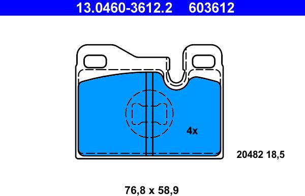 ATE 13.0460-3612.2 - Bremsbelagsatz, Scheibenbremse alexcarstop-ersatzteile.com