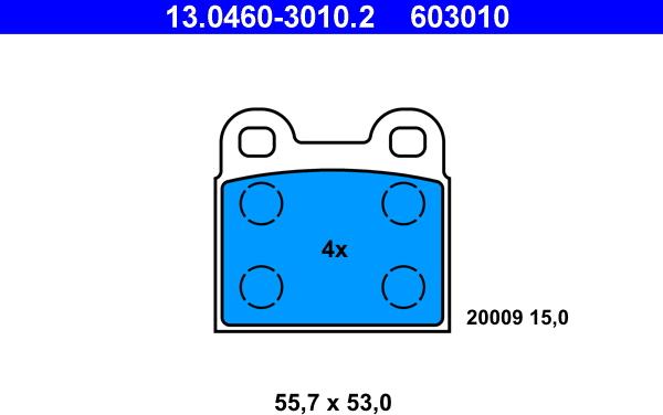 ATE 13.0460-3010.2 - Bremsbelagsatz, Scheibenbremse alexcarstop-ersatzteile.com