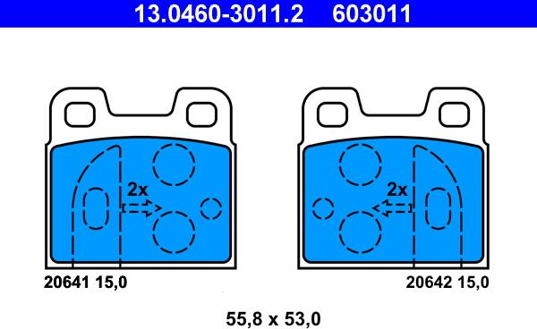 ATE 13.0460-3011.2 - Bremsbelagsatz, Scheibenbremse alexcarstop-ersatzteile.com