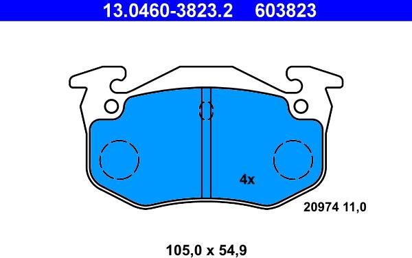 ATE 13.0460-3823.2 - Bremsbelagsatz, Scheibenbremse alexcarstop-ersatzteile.com