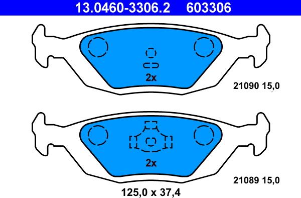 ATE 13.0460-3306.2 - Bremsbelagsatz, Scheibenbremse alexcarstop-ersatzteile.com