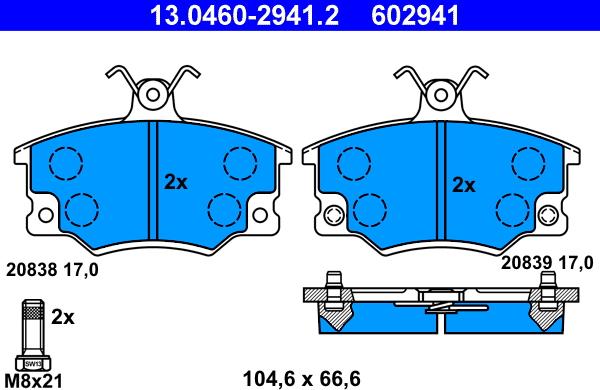 ATE 13.0460-2941.2 - Bremsbelagsatz, Scheibenbremse alexcarstop-ersatzteile.com