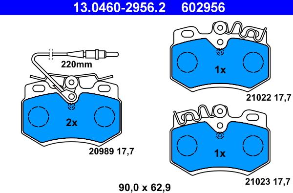 ATE 13.0460-2956.2 - Bremsbelagsatz, Scheibenbremse alexcarstop-ersatzteile.com