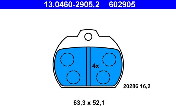 ATE 13.0460-2905.2 - Bremsbelagsatz, Scheibenbremse alexcarstop-ersatzteile.com