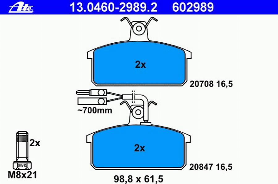 ATE 13.0460-2989.2 - Bremsbelagsatz, Scheibenbremse alexcarstop-ersatzteile.com