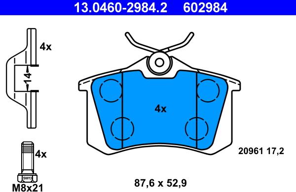 ATE 13.0460-2984.2 - Bremsbelagsatz, Scheibenbremse alexcarstop-ersatzteile.com