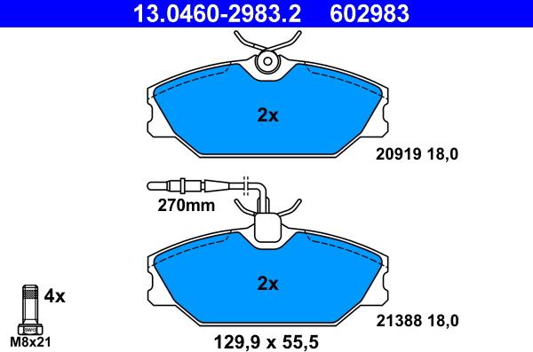 ATE 13.0460-2983.2 - Bremsbelagsatz, Scheibenbremse alexcarstop-ersatzteile.com