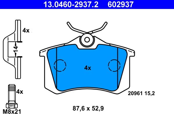 ATE 13.0460-2937.2 - Bremsbelagsatz, Scheibenbremse alexcarstop-ersatzteile.com