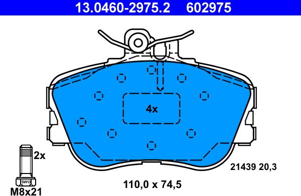 ATE 13.0460-2975.2 - Bremsbelagsatz, Scheibenbremse alexcarstop-ersatzteile.com