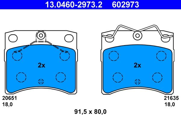 ATE 13.0460-2973.2 - Bremsbelagsatz, Scheibenbremse alexcarstop-ersatzteile.com