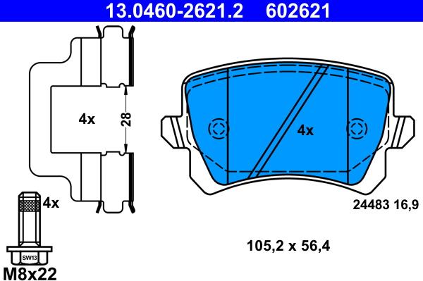 ATE 13.0460-2621.2 - Bremsbelagsatz, Scheibenbremse alexcarstop-ersatzteile.com