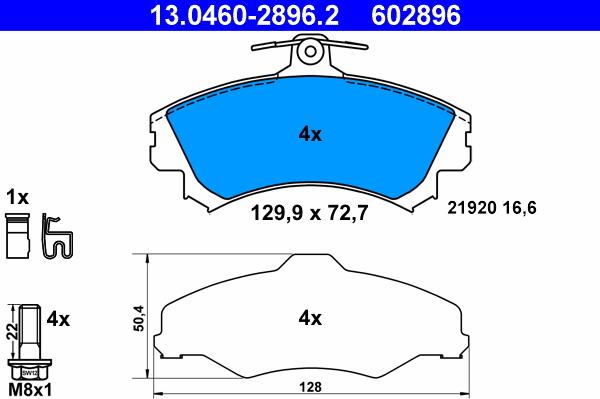 ATE 13.0460-2896.2 - Bremsbelagsatz, Scheibenbremse alexcarstop-ersatzteile.com